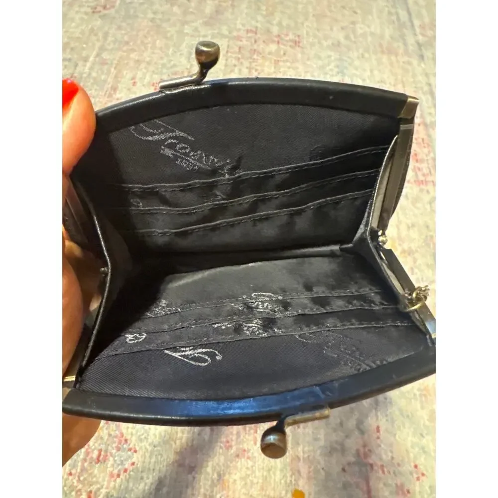 Fossil‎ Vintage Snakeskin Leather Kiss Lock Coin Purse Black